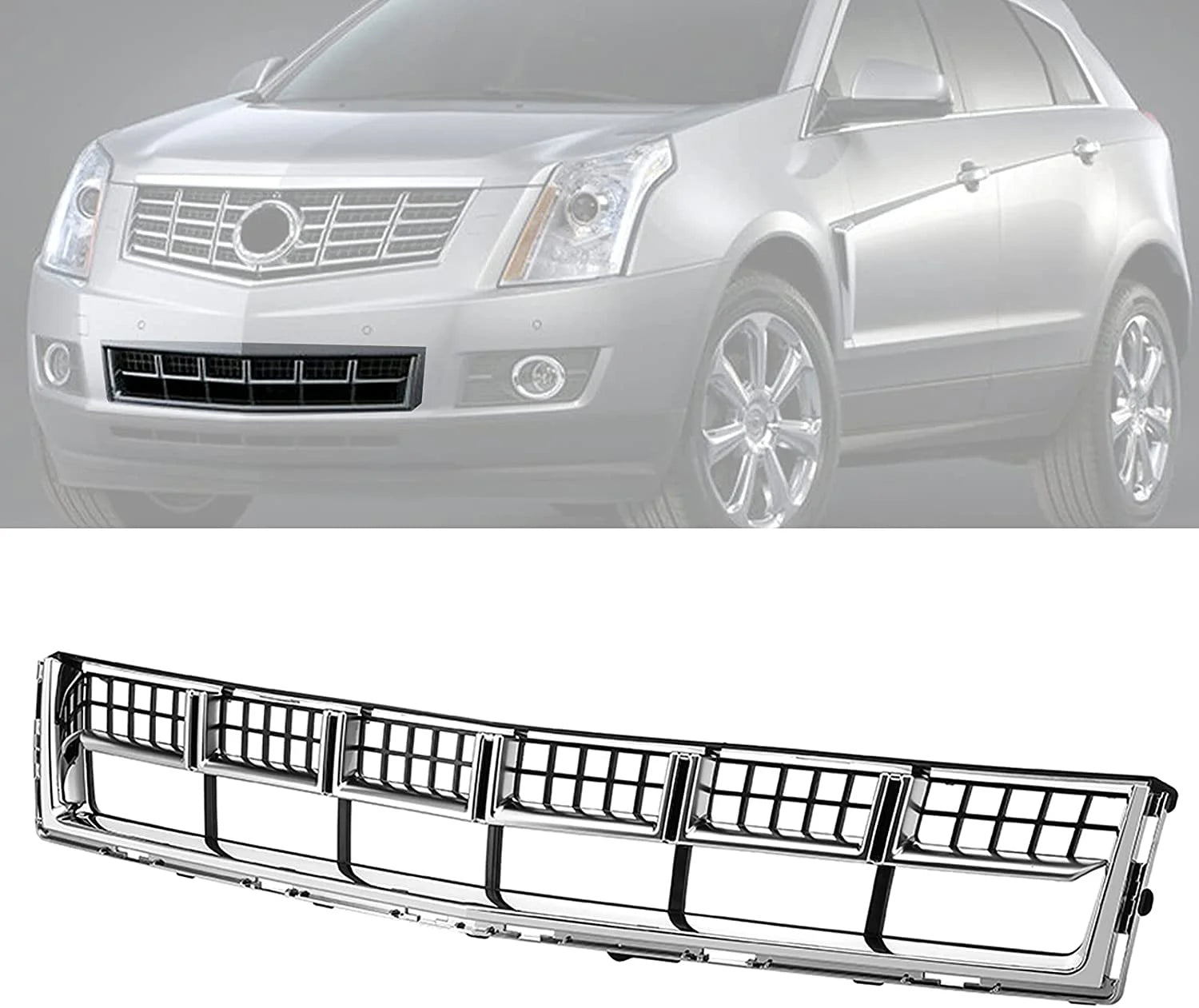 Kojem Front Bumper Lower Grille Hood Mesh Grill Chrome for 2013-2016 Cadillac SRX 2014 2015