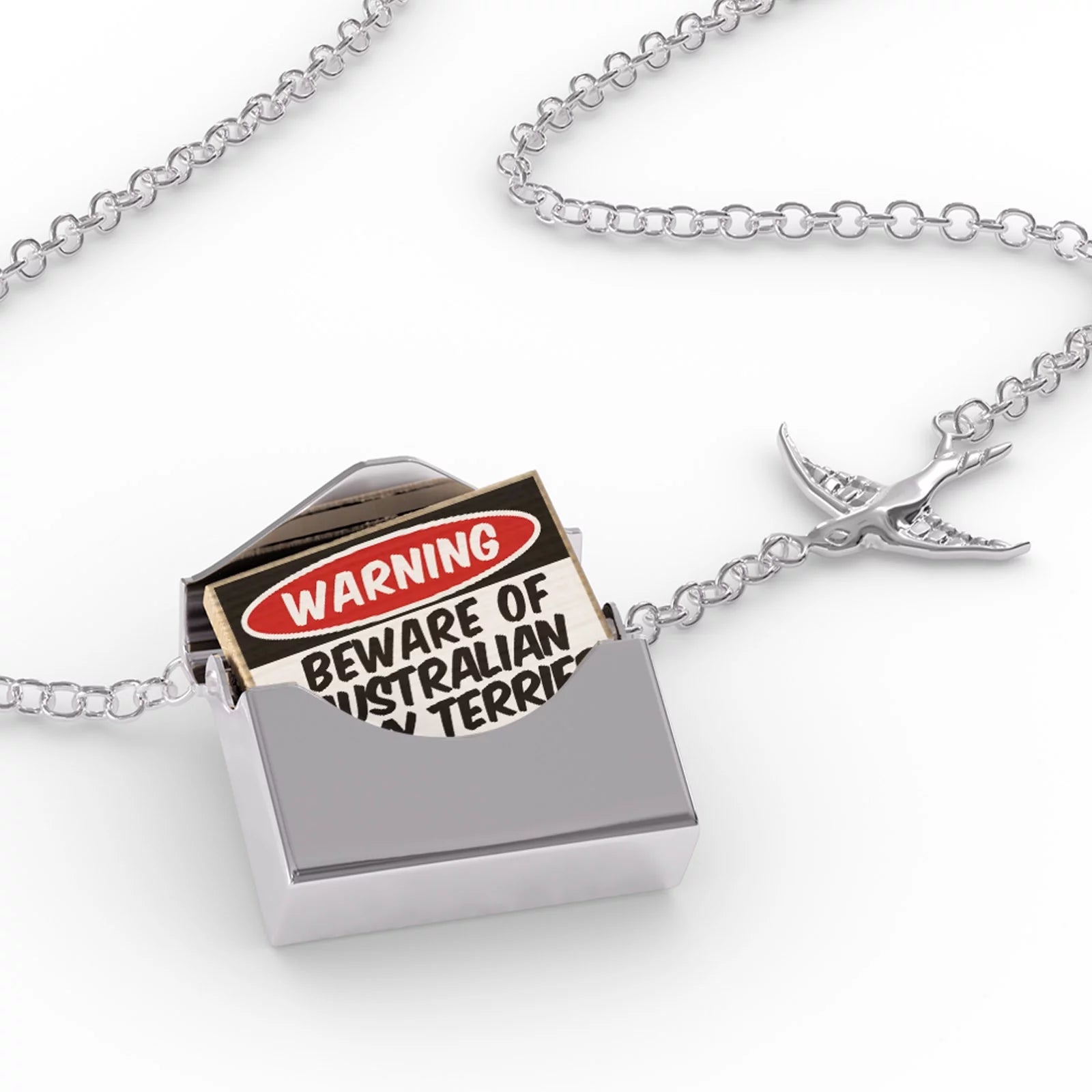Locket Necklace Beware of the Australian Silky Terrier Dog from Australia in a silver Envelope Neonblond