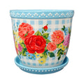 The Pioneer Woman Sweet Rose Gingham Planter, 8 inch, Stoneware