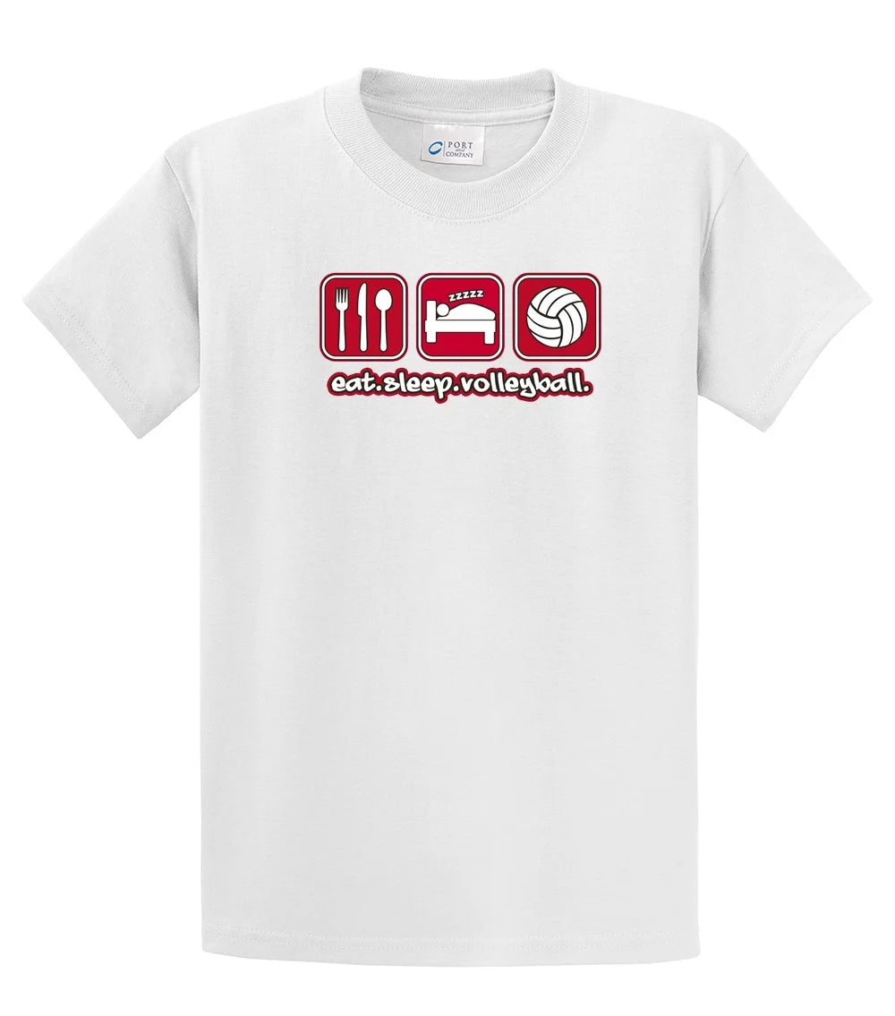 Volleyball Short Sleeve T-shirt Eat Sleep Volleyball-White-Large