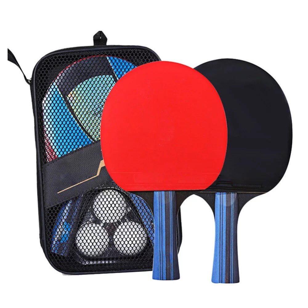 Hmount Deeroll 1Pair Table Tennis Rackets Professional Rubber Carbon Pingpong Racket Short Long Handle Table Tennis Training(Short Handle)