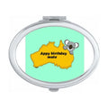 Australian Dialect Text Happy Birthday Mirror Portable Fold Hand Makeup Double Side Glasses