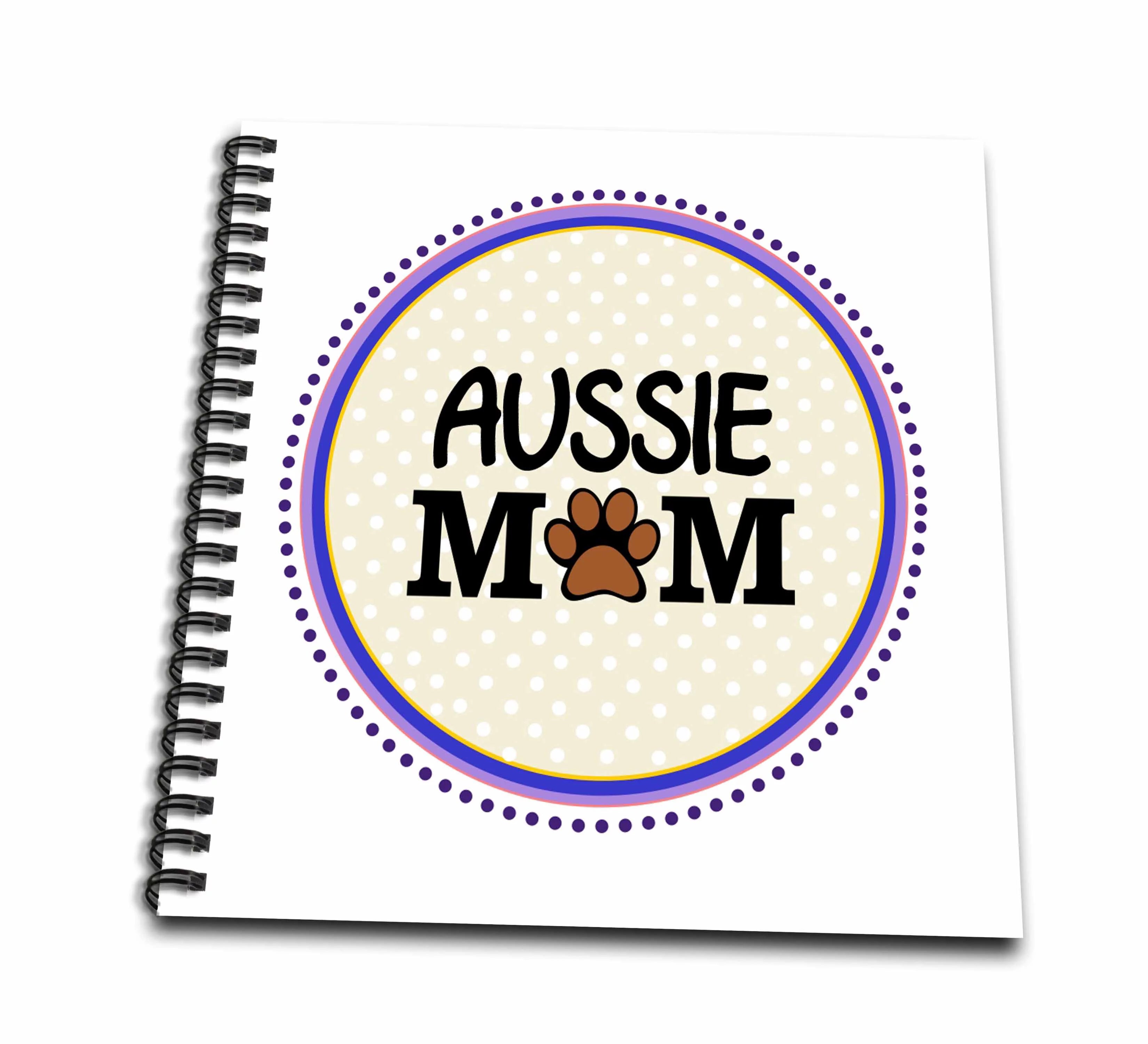 3dRose Aussie Dog Mom - Australian Shepherd Doggie mama by breed paw print doggy lover love mum pet owner - Mini Notepad, 4 by 4-inch