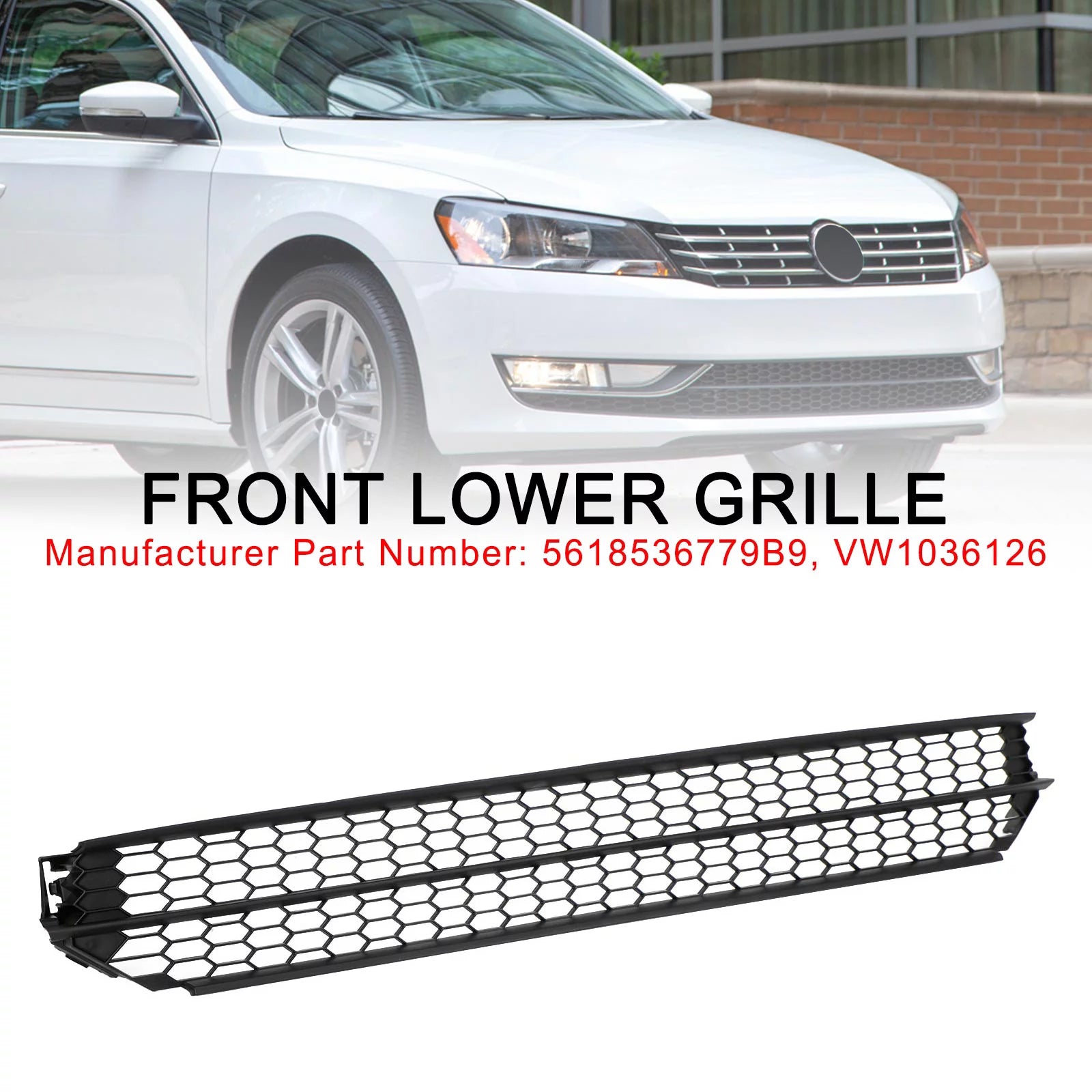 Honeycomb Front Bumper Lower Grill Grille Fit for VW Passat 2012-2015 Black
