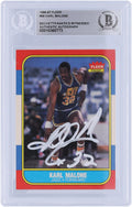 Karl Malone Utah Jazz Autographed 1986-87 Fleer White Ink #68 Beckett Fanatics Witnessed Authenticated Rookie Card - Fanatics Authentic Certified