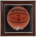 Miami Heat Brown Framed Wall-Mounted Team Logo Basketball Display Case