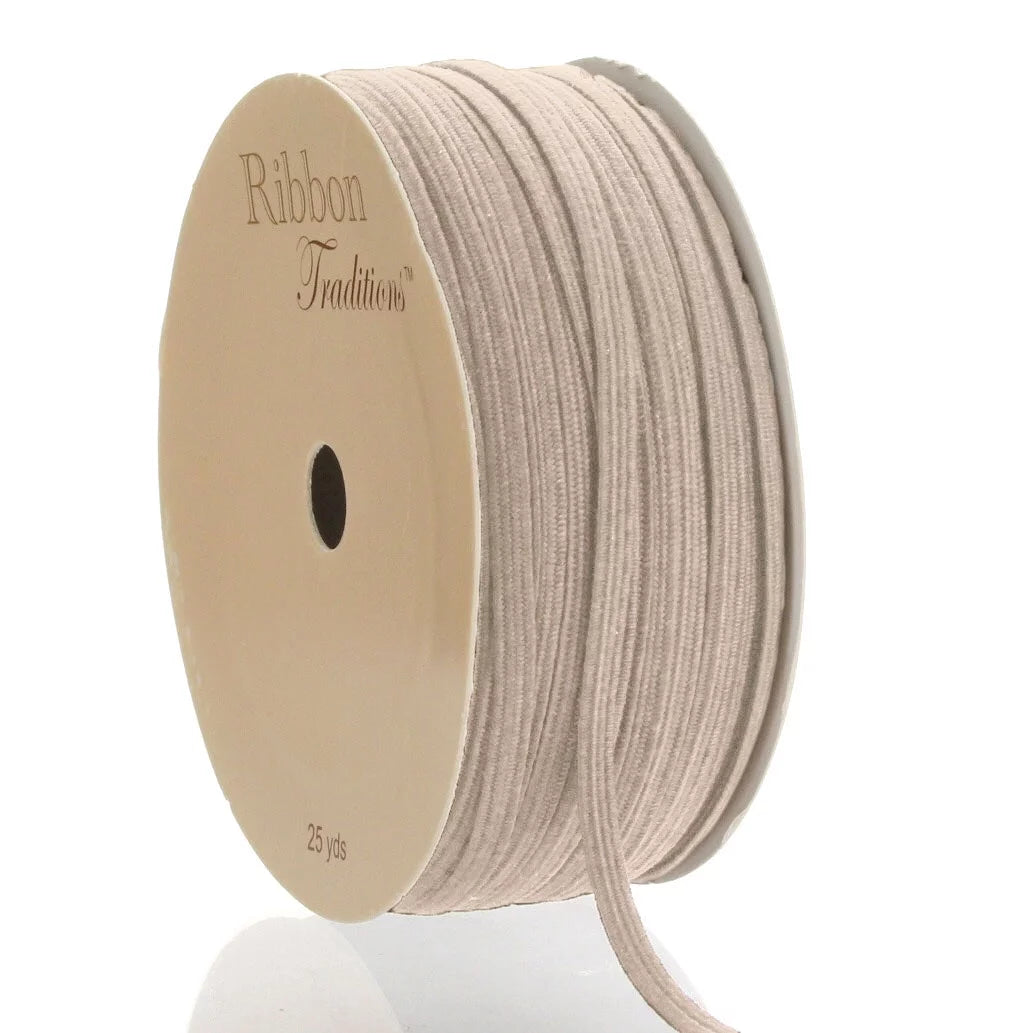 1/8 Width Skinny Elastic Band - Braided Cord - Natural 5 Yards - USA Warehouse