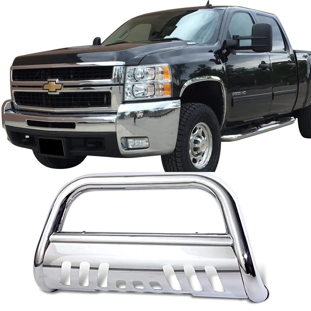 Ikon Motorsports Bull Bar Grille Guard - Fits 07-10 Chevy Silverado 2500 3500Hd