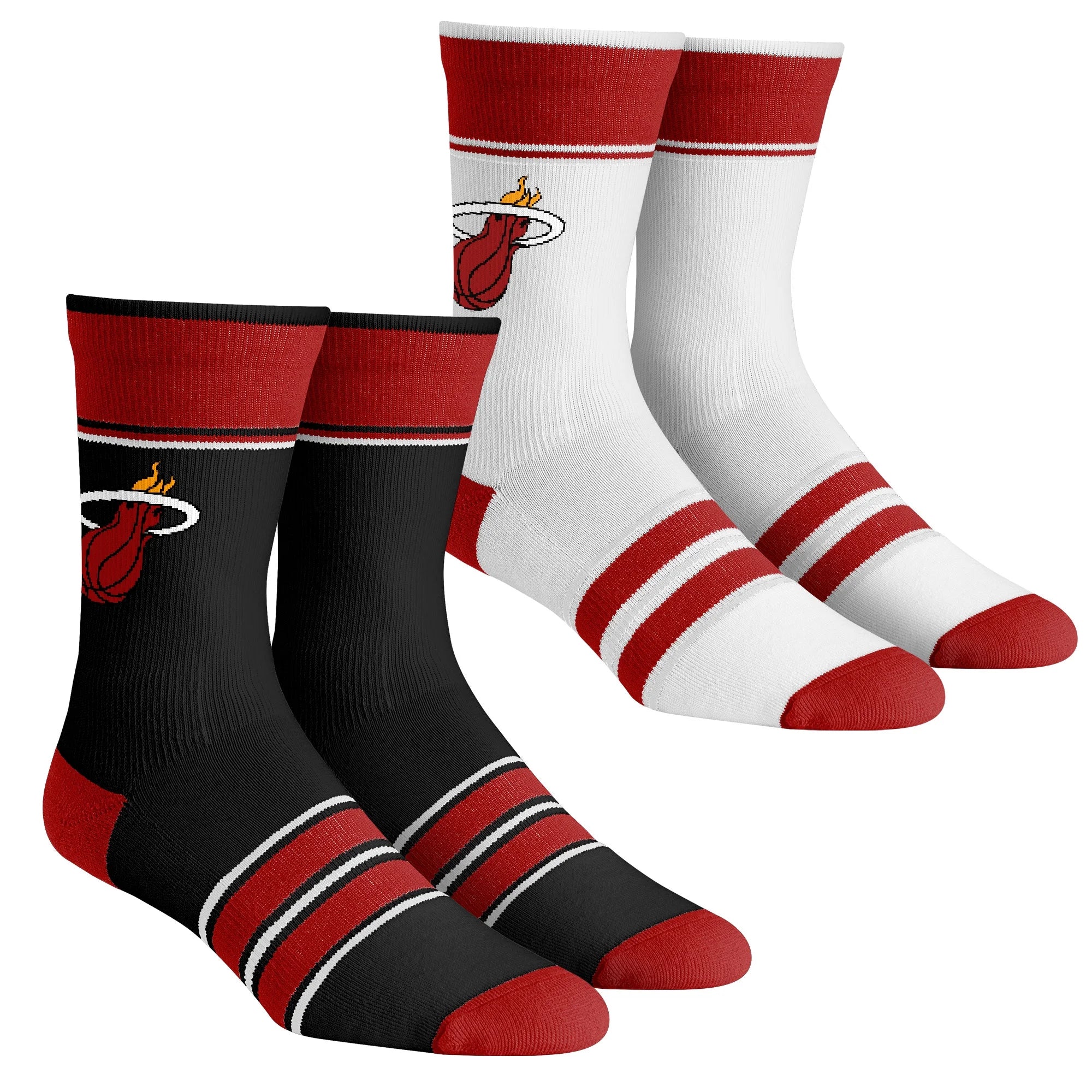 Youth Rock Em Socks Miami Heat Multi-Stripe 2-Pack Team Crew Sock Set