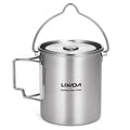 Lixada Travel-Friendly 750ml Stainless Steel Pot Water Mug with Lid and Collapsible Handle Suitable for Camping and Picnic