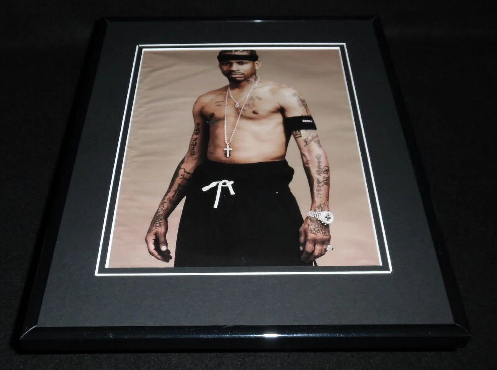 Allen Iverson 2010 Shirtless Tattooed Framed 11x14 Photo Display 76ers