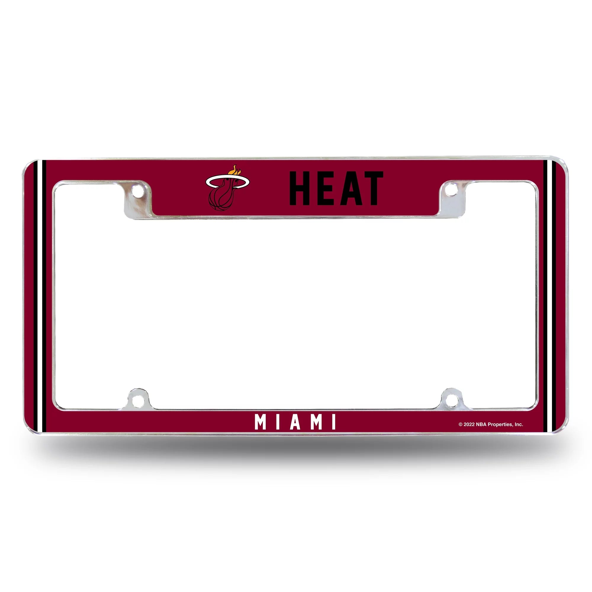 Miami Basketball Heat Chrome Metal License Plate Frame with Full Frame Team Color Graphics