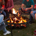 DORTALA 36¡¯¡¯ Metal Fire Pit Ring, Thick Metal Deer Fire Ring with Extra Poker,Wood Burning Campfire Ring with Pattern, Heavy Duty Round Bonfire Liner for Camping Beach Backyard