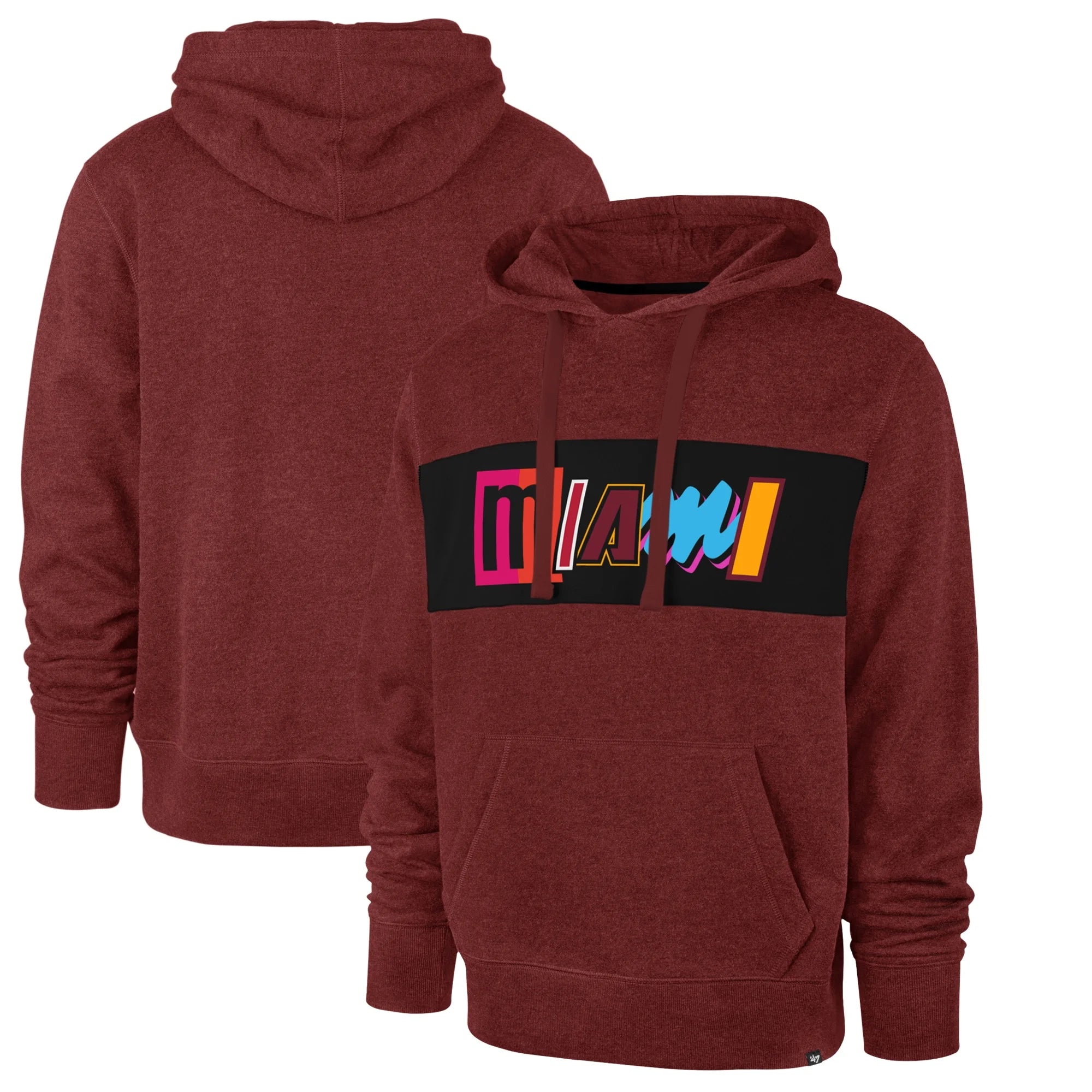 Men's '47 Red Miami Heat 2021/22 City Edition Wordmark Chest Pass Pullover Hoodie