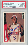 Graded 1996 Upper Deck UD Collector's Choice Allen Iverson #301 Rookie RC Basketball Card PSA 10 Auto Grade Gem Mint