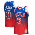 Men's Mitchell & Ness Allen Iverson Red/Royal Philadelphia 76ers 1996/97 Hardwood Classics Fadeaway Swingman Player