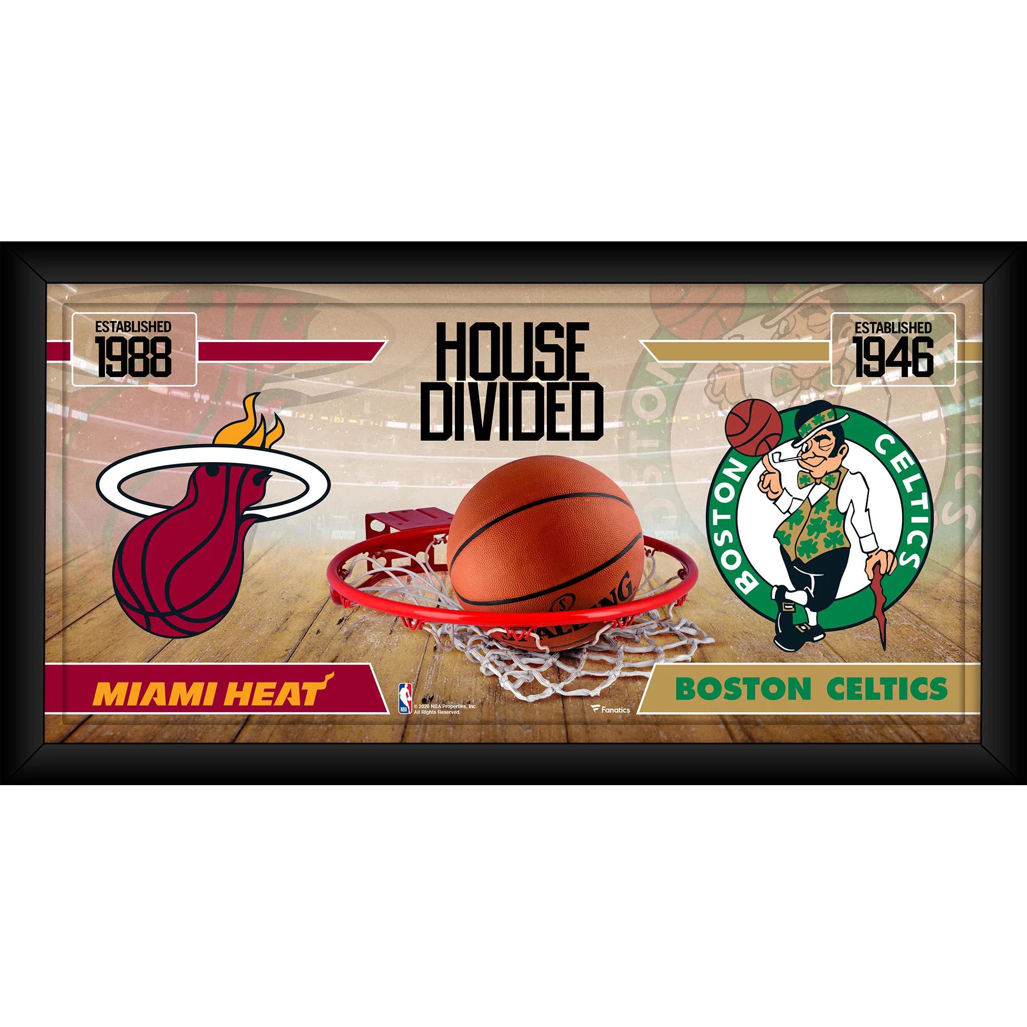 Miami Heat vs. Boston Celtics Framed 10 x 20 House Divided Collage