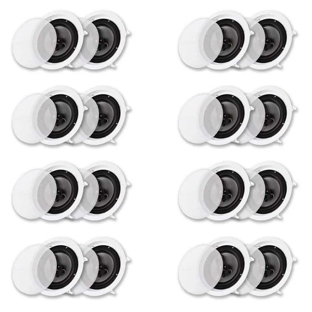 Acoustic Audio CS-IC83 In Ceiling Wall 8 Speaker 8 Pair Pack 3 Way Home Theater Flush Mount