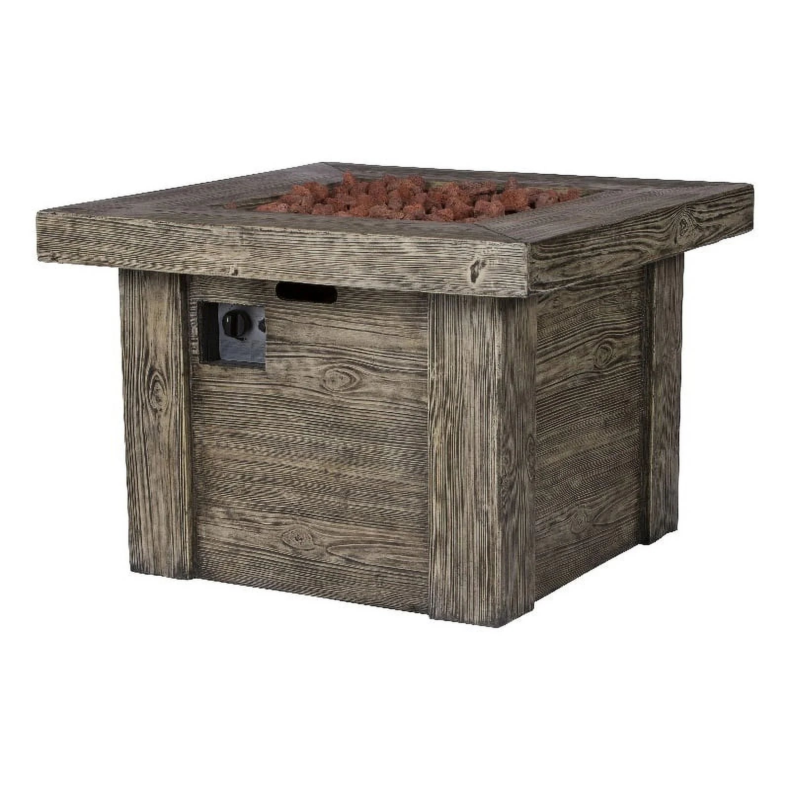Shine Company 34.75 Square Propane Gas Fire Pit Table with Lava Rocks in Gray