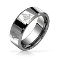 Bling Jewelry Square & Compass Freemason Masonic Wedding Band Titanium Rings for 8MM