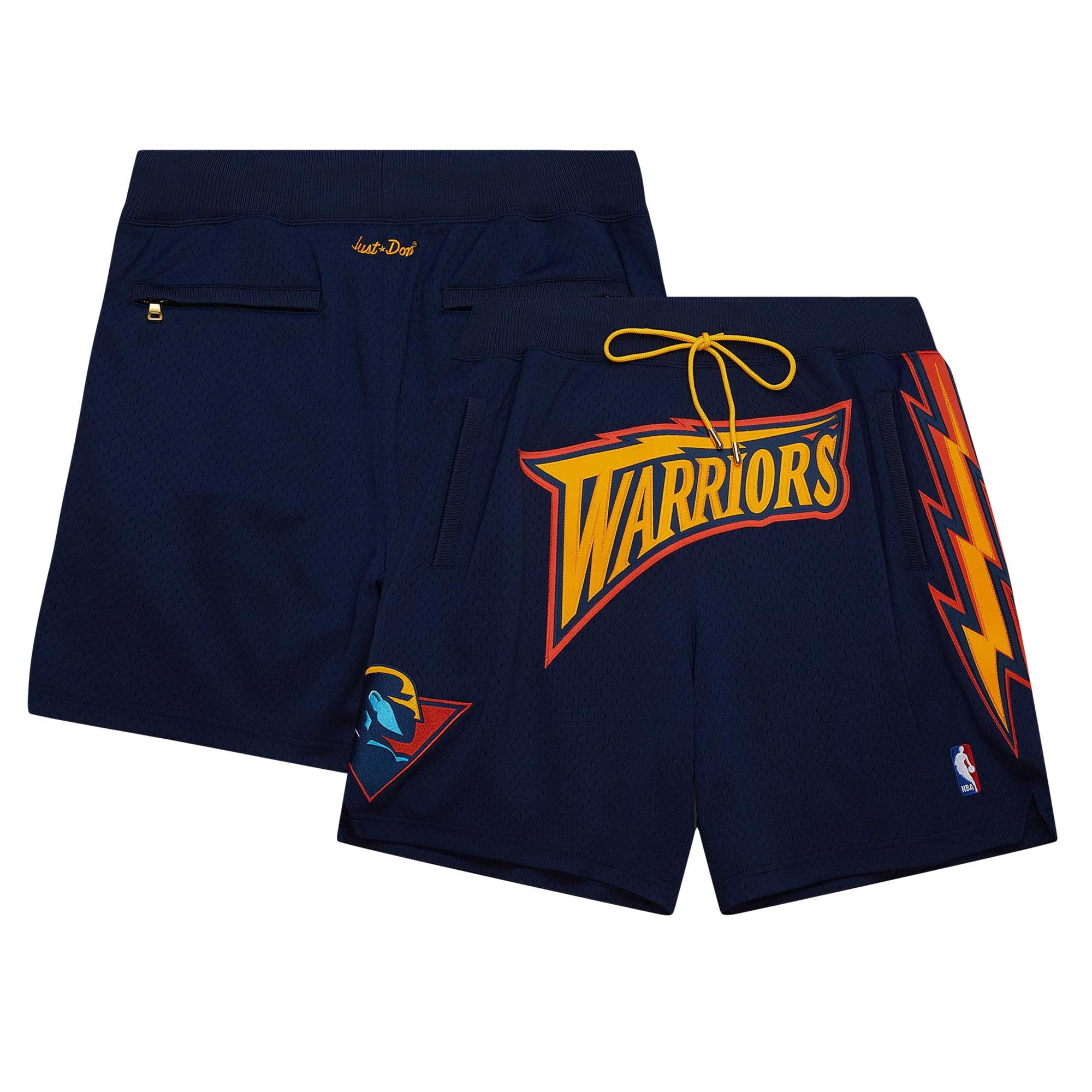 Men's Mitchell & Ness Navy Golden State Warriors  Authentic NBA x Just Don Mesh Shorts