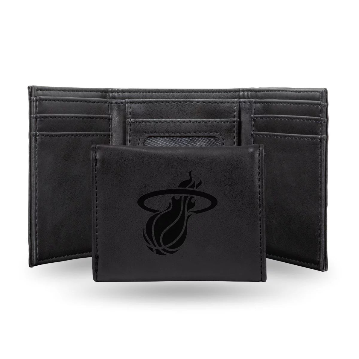 Miami Heat Black Laser Engraved Tri-Fold Wallet - Men's Accessory