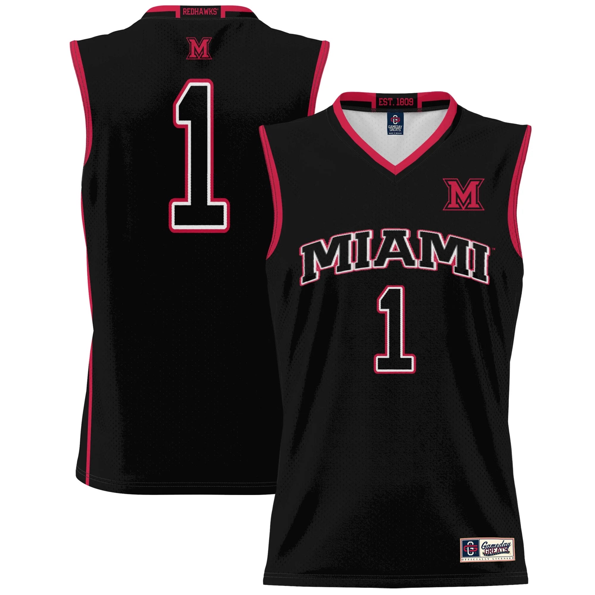 Men's GameDay Greats #1 Black Miami University RedHawks Lightweight Basketball Fashion Jersey