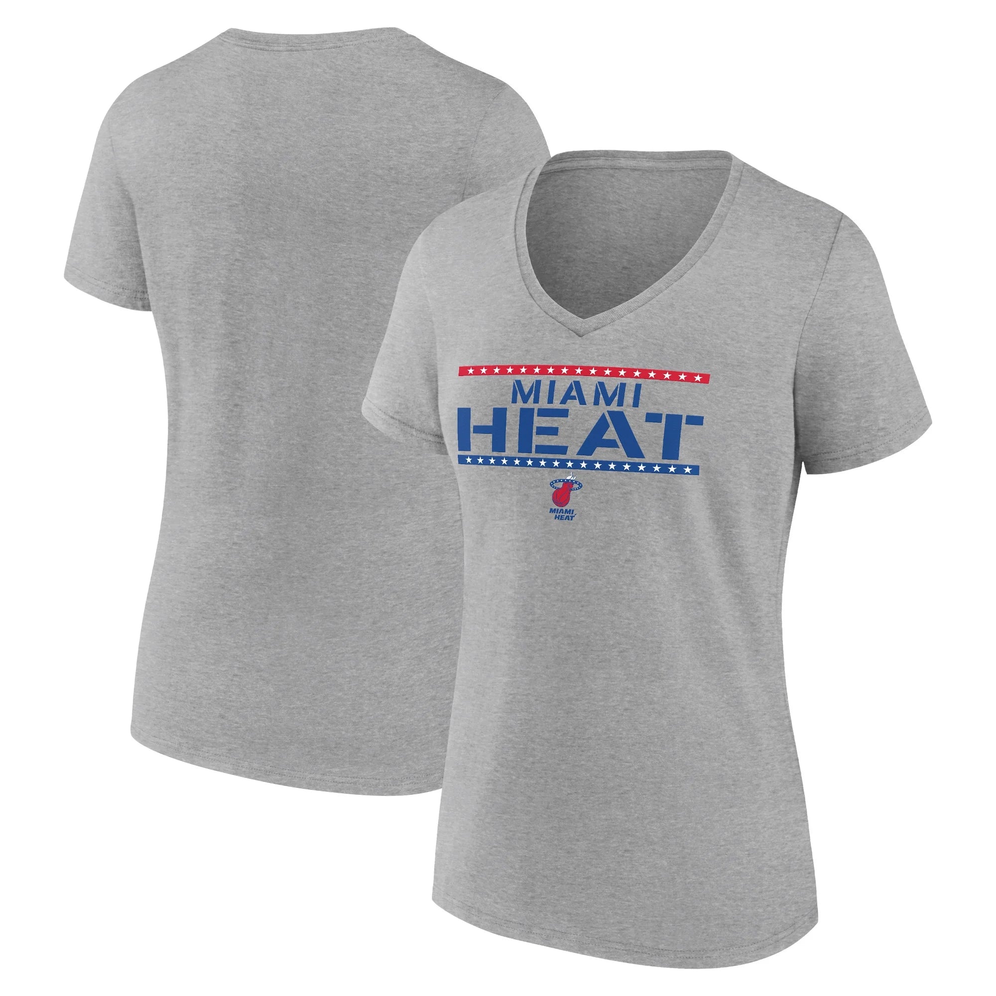 Women's Fanatics Branded  Gray Miami Heat Hoops For Troops Training V-Neck T-Shirt