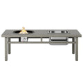 Doggody Do Favor INC Patio Fire Pit Dining Table with Ice Bucket and Fire Pit Grey