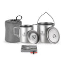 Suzicca Lightweight  3 Pieces Set  750ml Pot 450ml Water Cup Mug with Lid Collapsible Handle Folding Spork for  Camping Hiking Backpacking