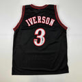 Facsimile Autographed Allen Iverson Philadelphia Black Reprint Laser Auto Basketball Jersey Size Men's XL
