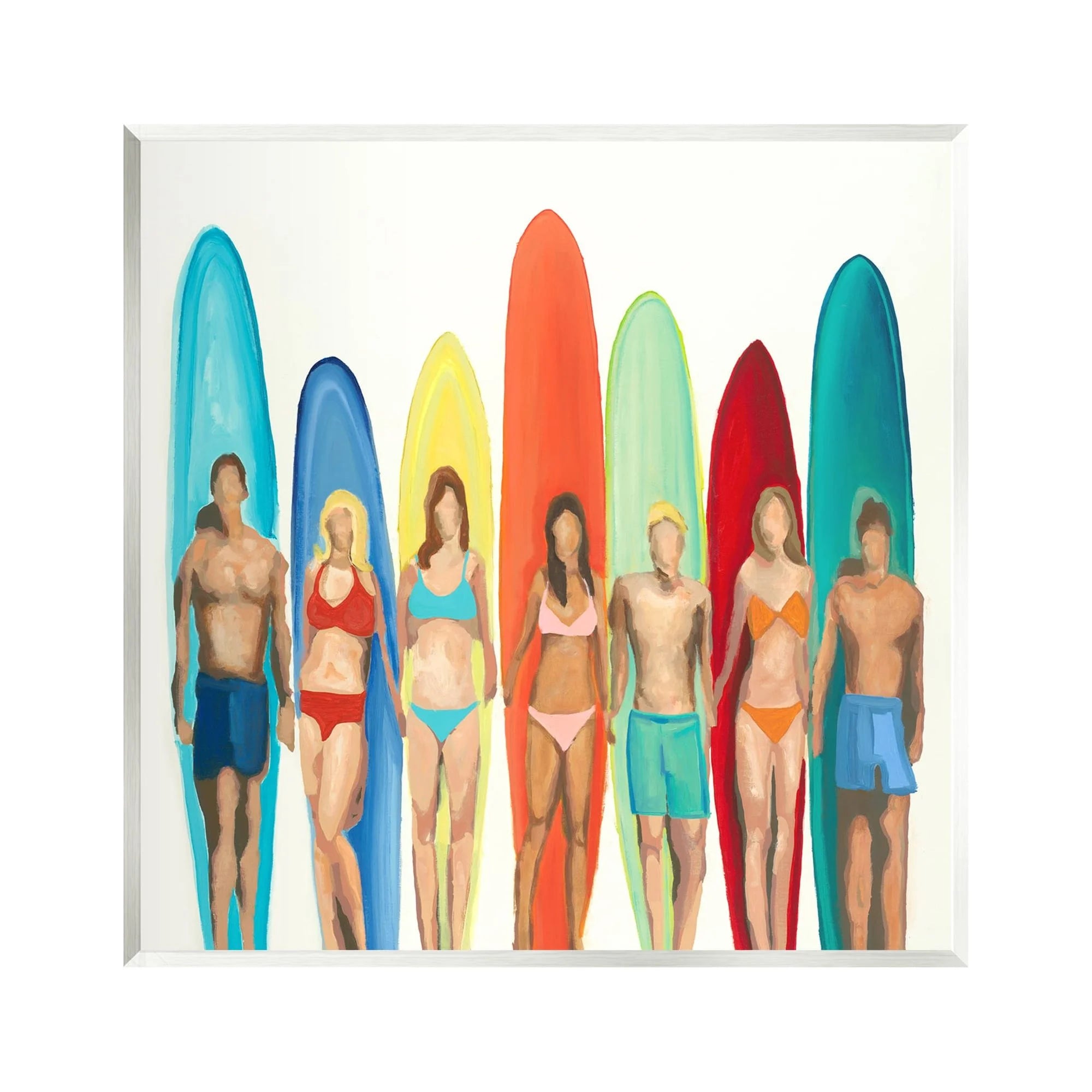 Stupell Industries Surfers & Boards Summer Sports Painting Unframed Art Print Wall Art, 12 x 12