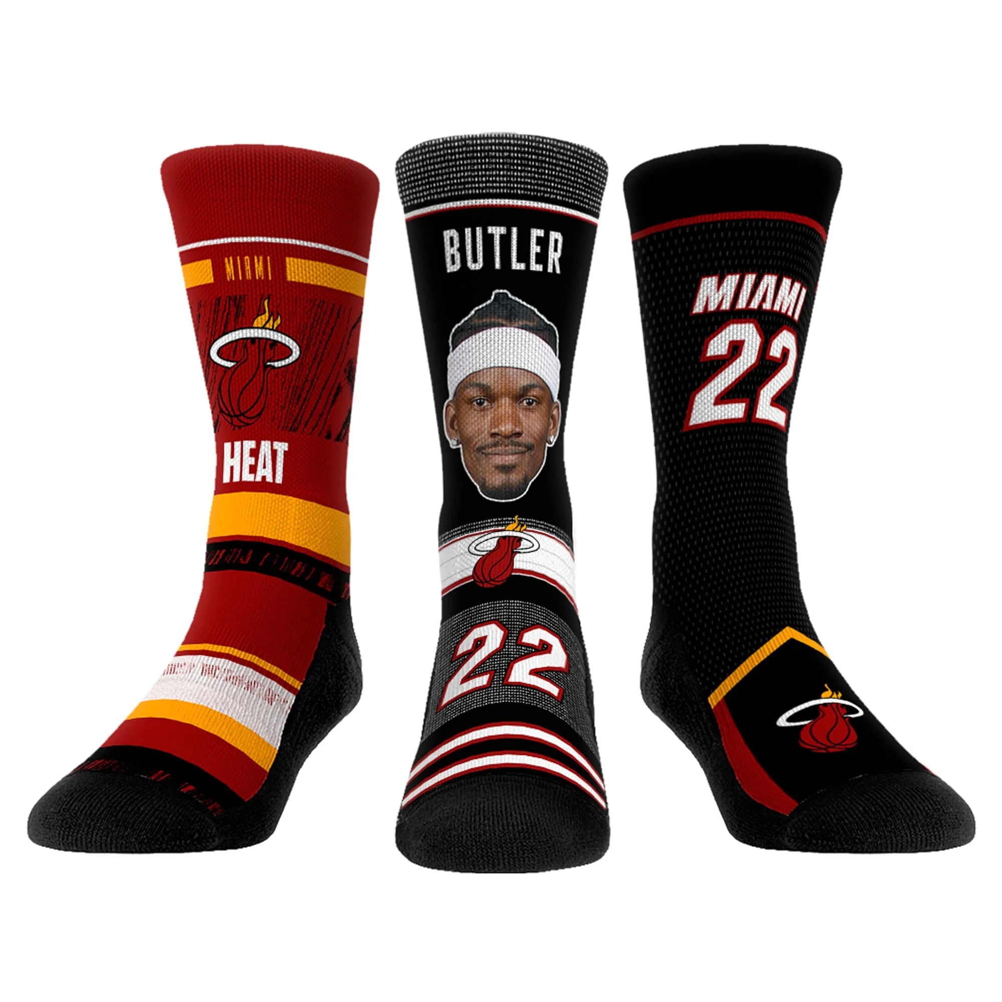 Unisex Rock Em Socks Jimmy Butler Miami Heat Three-Pack Crew Socks