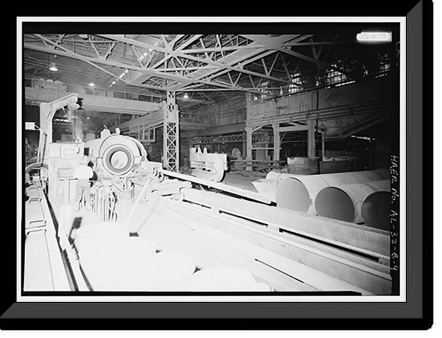 Historic Framed Print, United States Pipe & Foundry Company Plant, Pipe Casting & Testing Area, 2023 St. Louis Avenue at I-20/59, Bessemer, Jefferson County, AL - 4, 17-7/8 x 21-7/8