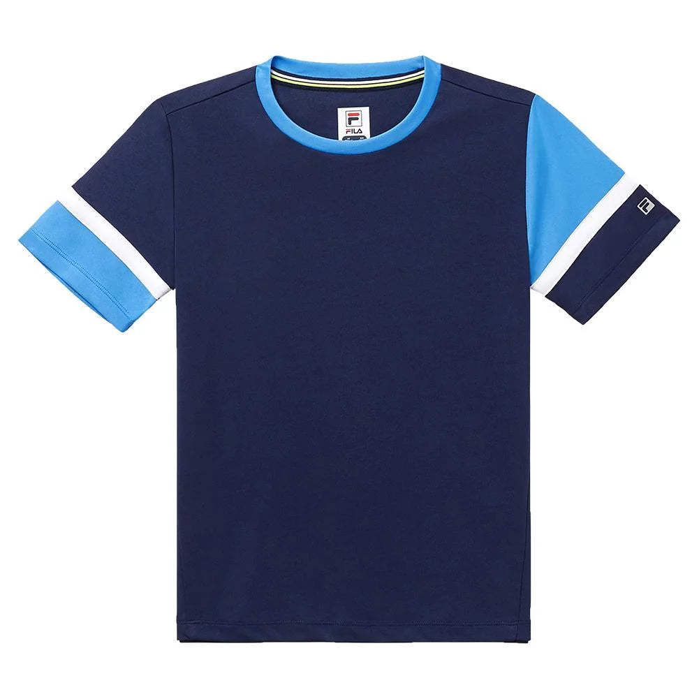 Fila Boys` PLR Doubles Tennis Crew (  MEDIUM Navy/Mrn  )