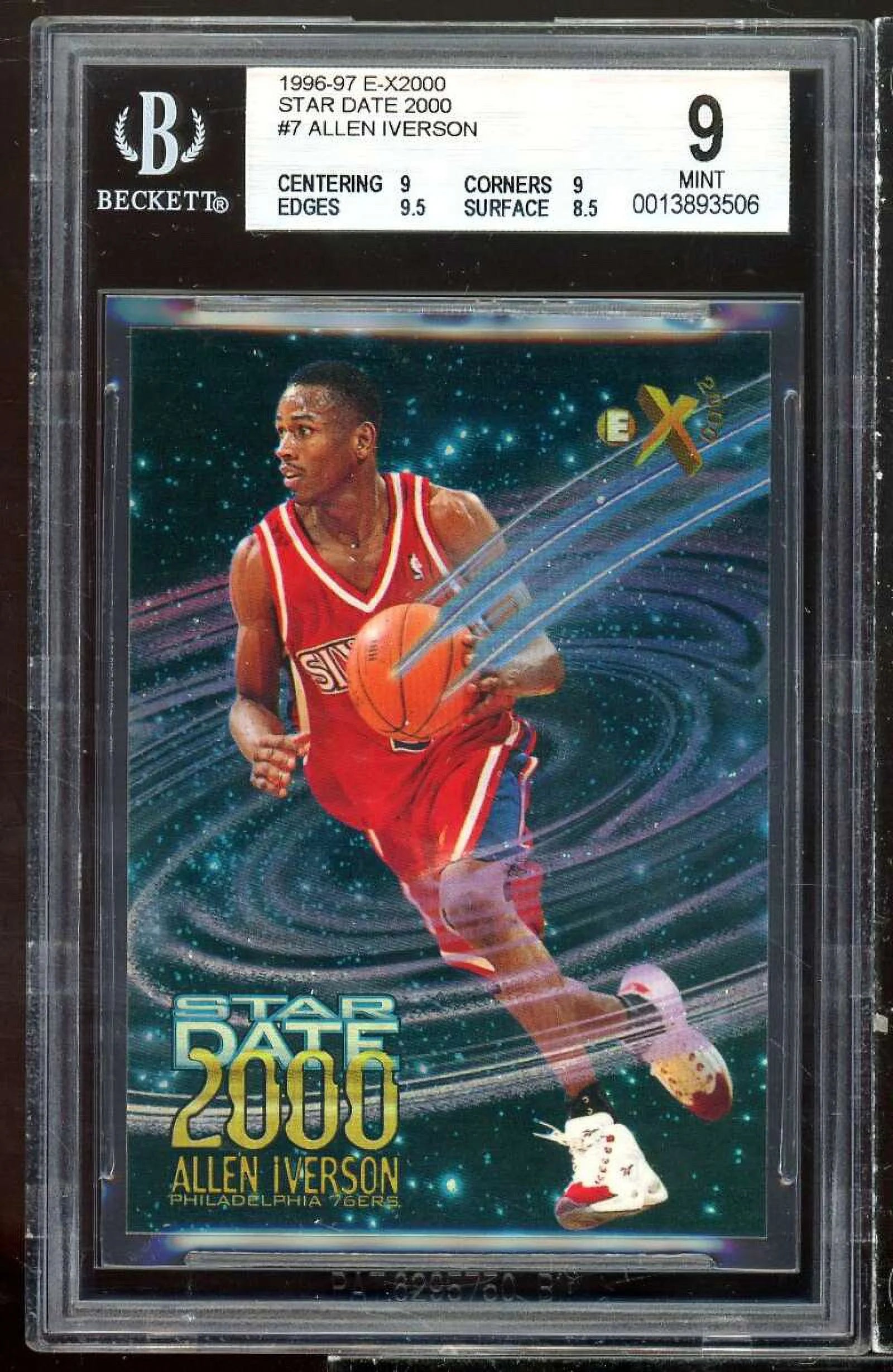 Allen Iverson Rookie Card 1996-97 E-X2000 Star Date 2000 BGS 9 (9 9 9.5 8.5)