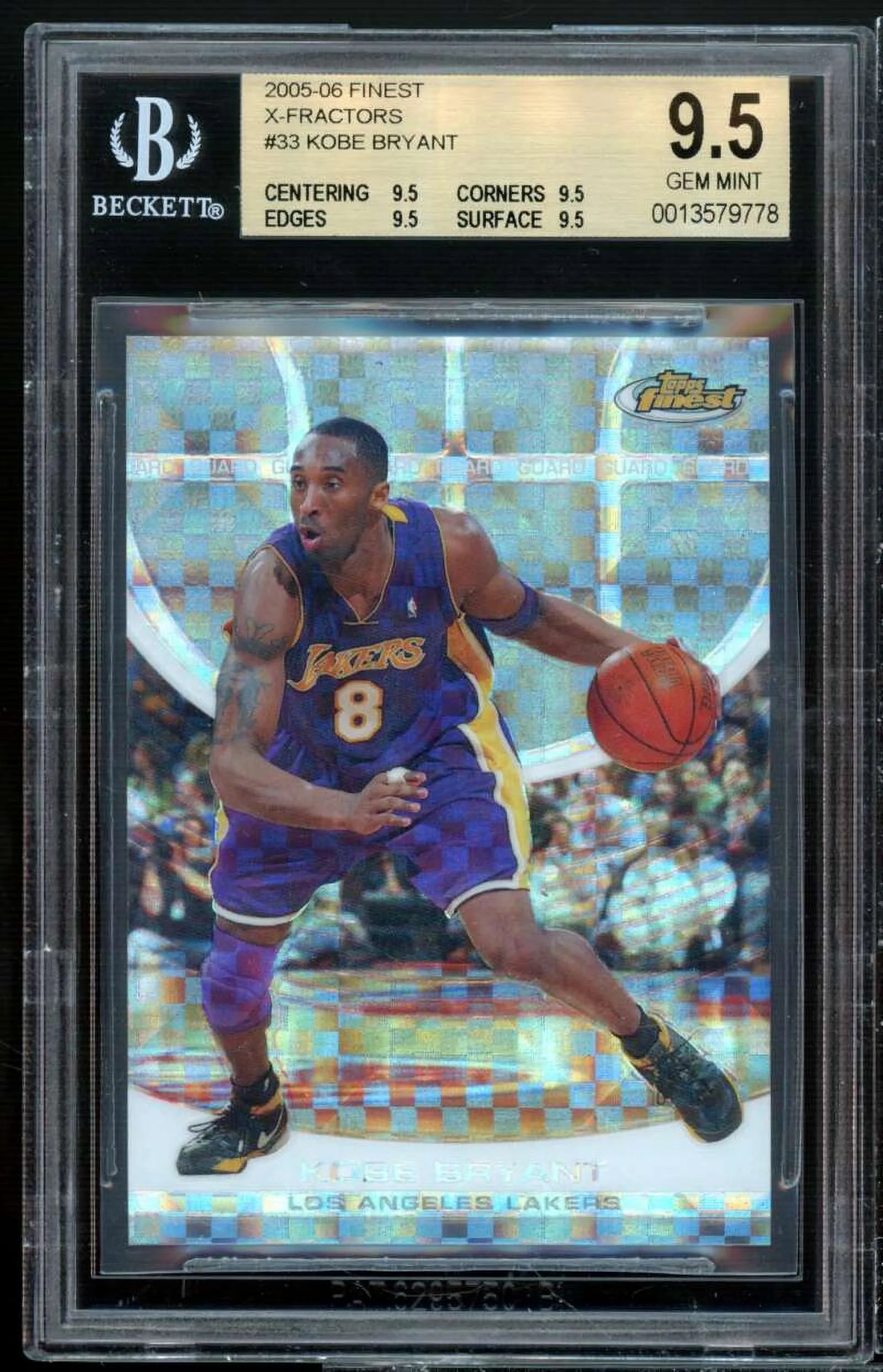 Kobe Bryant Card 2005-06 Finest X-Fractors #33 (pop 6) BGS 9.5 (9.5 9.5 9.5 9.5)