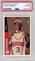 Graded 1996-97 Upper Deck UD Collector's Choice Allen Iverson #301 Rookie RC Basketball Card PSA 10 Gem Mint