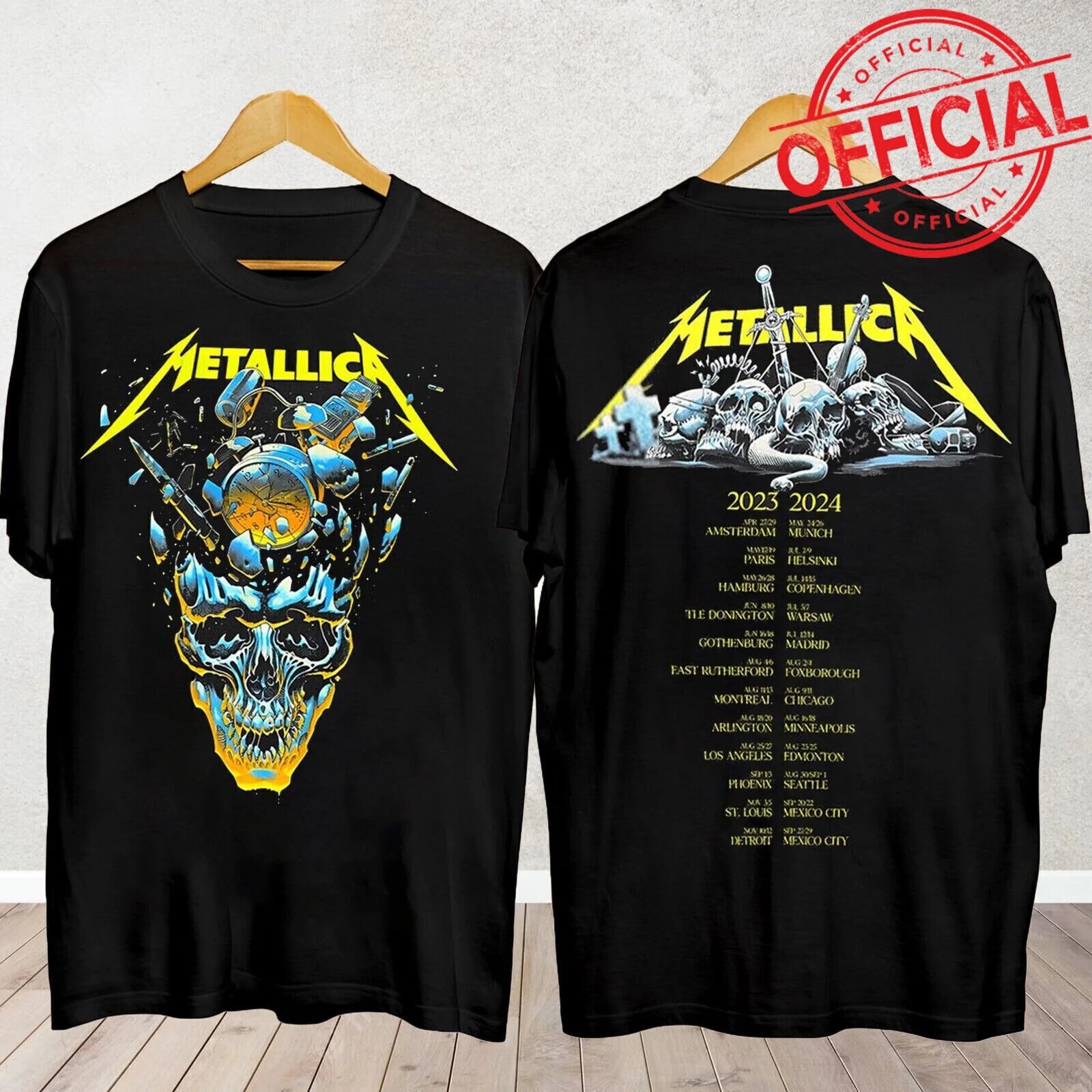 Metallica Band Metal Tour 2023 2024 M72 Tour Music Event T-Shirt Size L
