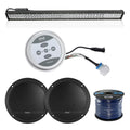 Universal Mount Bluetooth 6.5 Speakers & 240 Watt Amplifier System - Black, Pyle LED Light Bar - Water Resistant Flood Light Strip (234 Watt, 36''), 50 Foot 16-Gauge Tinned Speaker Wire