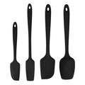 Kitchen Cooking Silicone Spatula Set 4 Pcs Heat Resistant Turners Scraper Baking Utensils Black