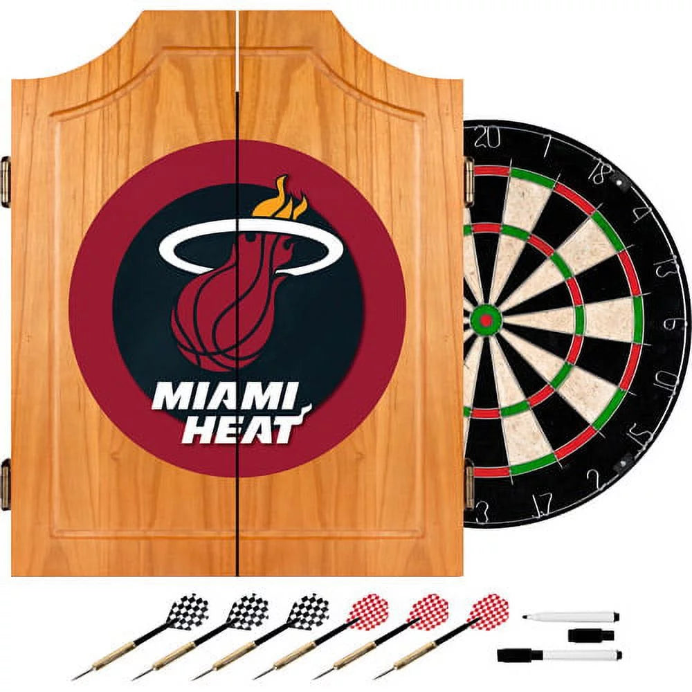 Miami Heat NBA Wood Dart Cabinet Set