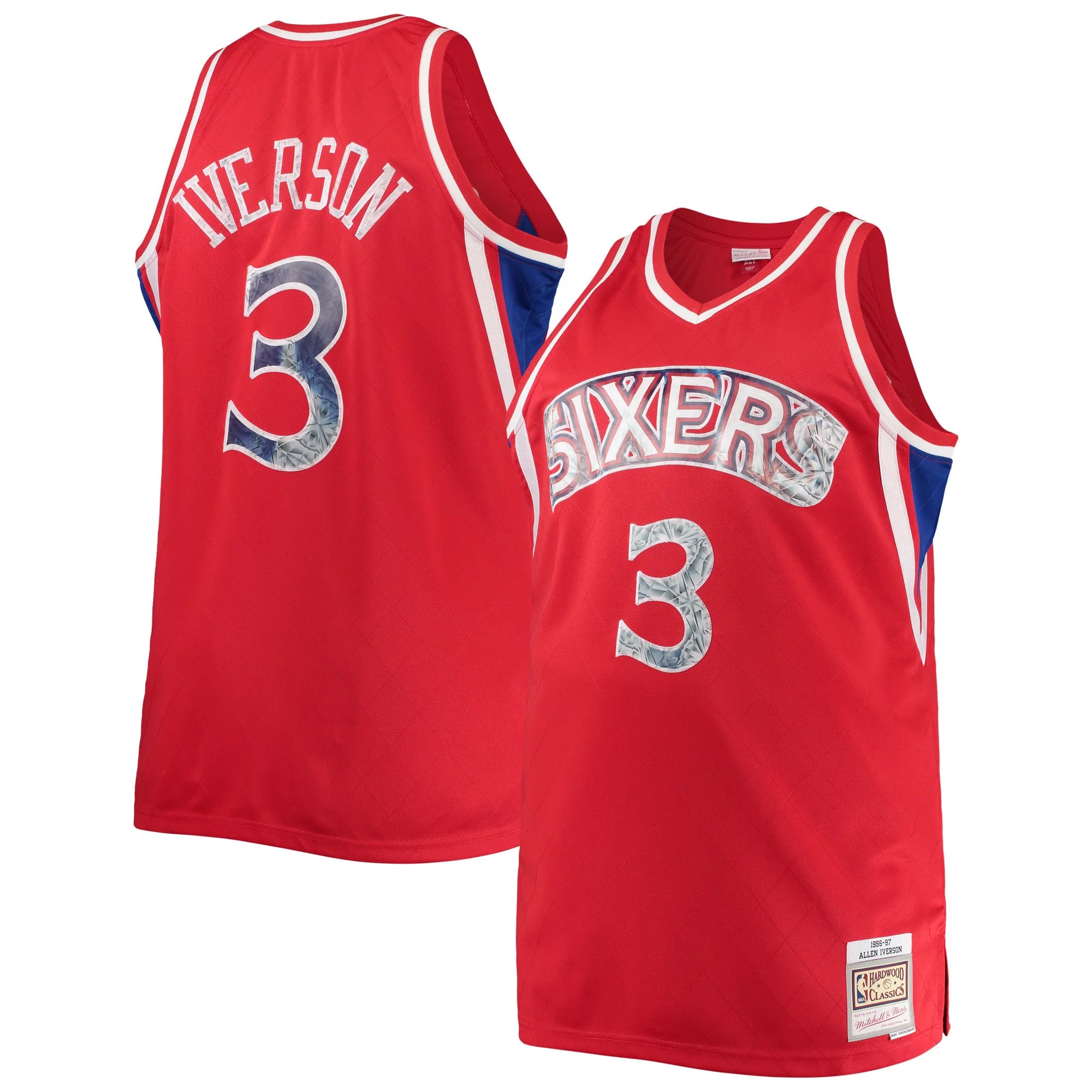 Men's Mitchell & Ness Allen Iverson Red Philadelphia 76ers Big & Tall 1996/97 NBA 75th Anniversary Diamond Swingman