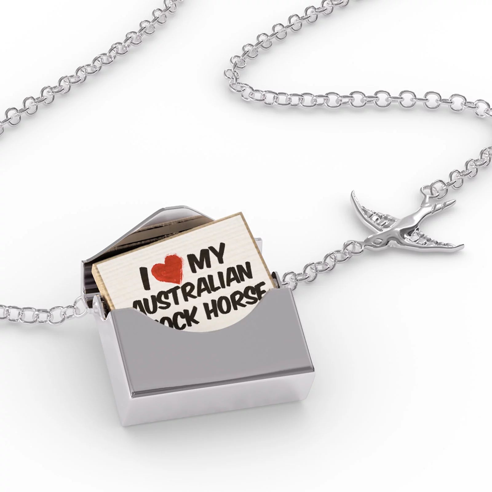Locket Necklace I Love my Australian Waler, Horse in a silver Envelope Neonblond