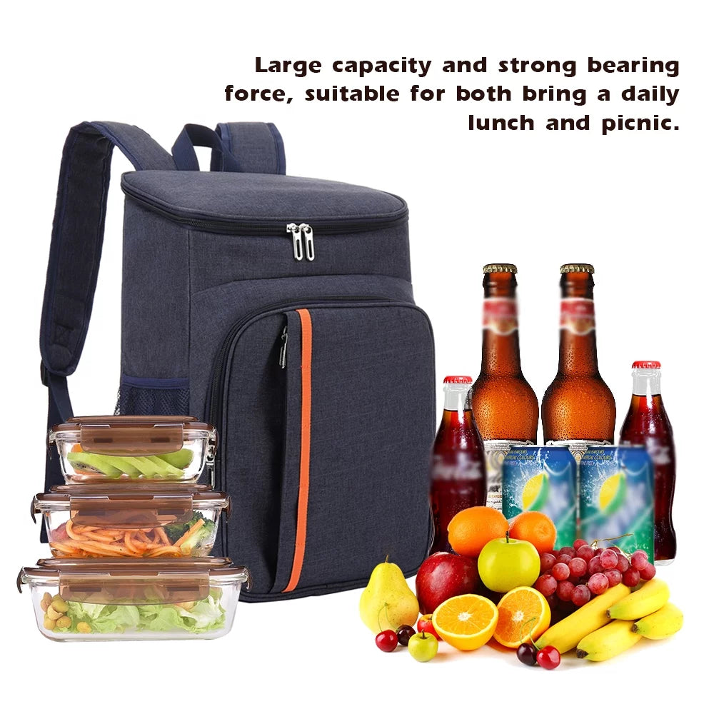 Andoer Insulated Lunch Backpack, 18L Large Capacity Picnic Cooler Bag, Waterproof and Wear-Resisting, Grey