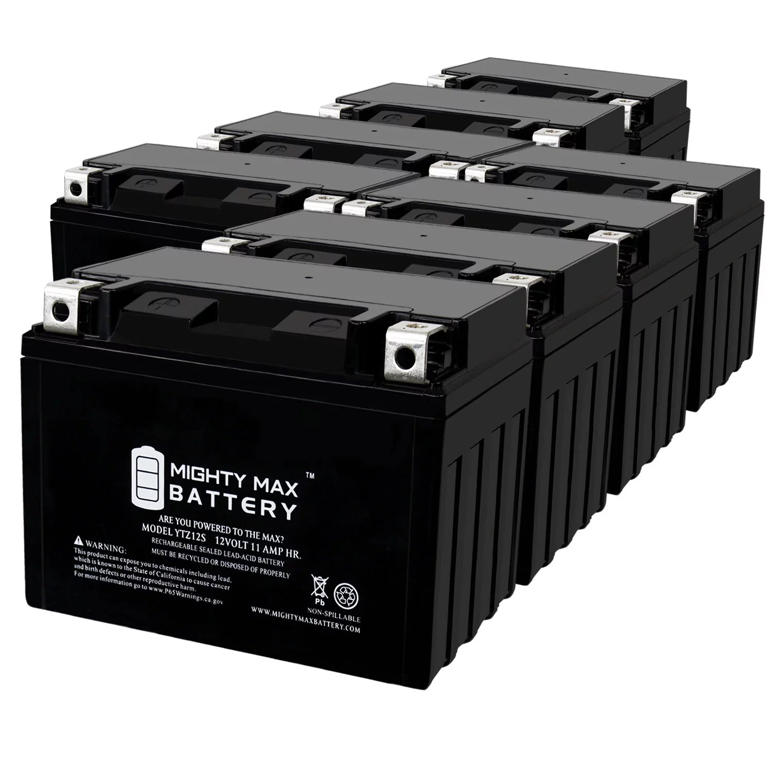 YTZ12S 12V 11Ah Replacement Battery compatible with Honda NSS250 FSC600 Reflex Silver Wing - 8 Pack