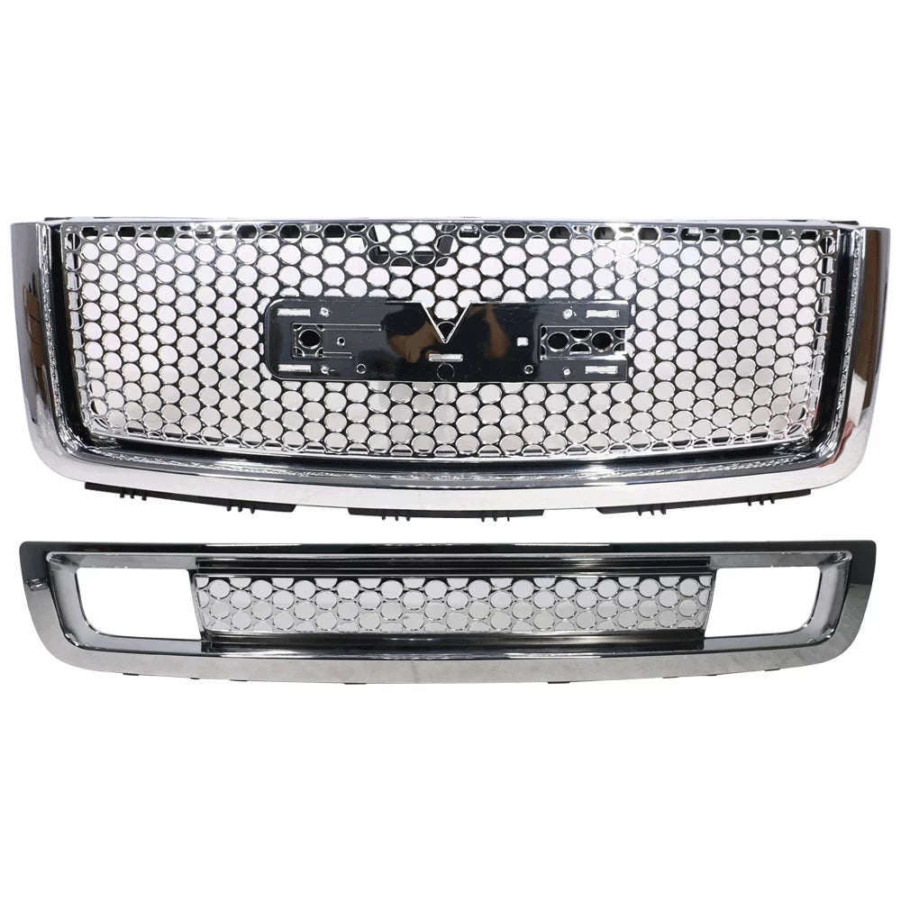 Ikon Motorsports Bull Bar Grille Guard - Fits 07-13 Gmc Sierra 1500 Denali Front Bumper Upper Grill + Lower Grille Guards