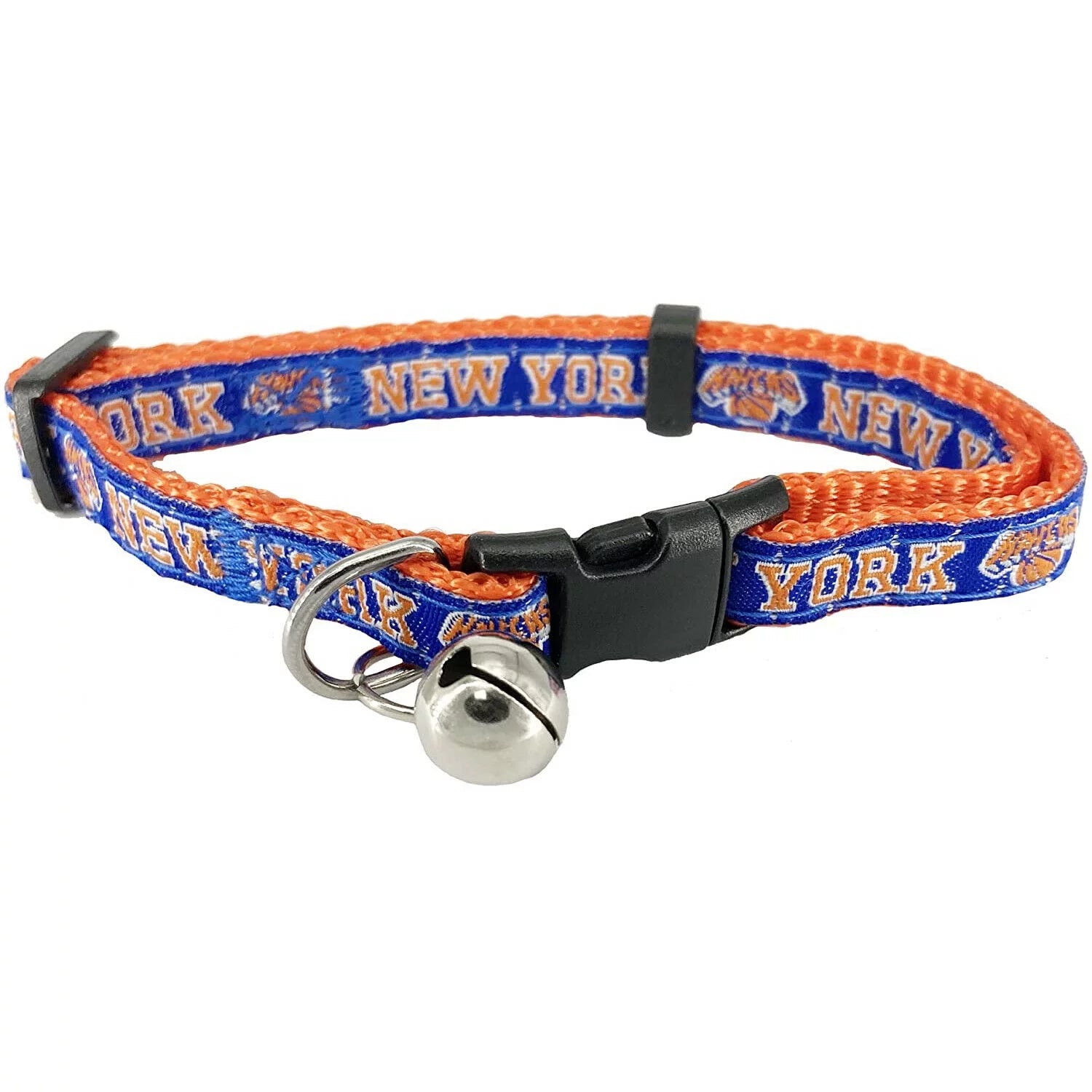 Pets First Plastic, Metal , Nylon & Polyester Sport New York Knicks NBA Fashion Cat Collar, Orange, S