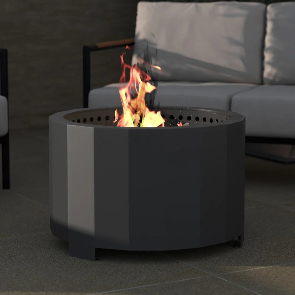Taylor & Logan 27 Outdoor Smokeless Wood Burning Portable Fire Pit Black