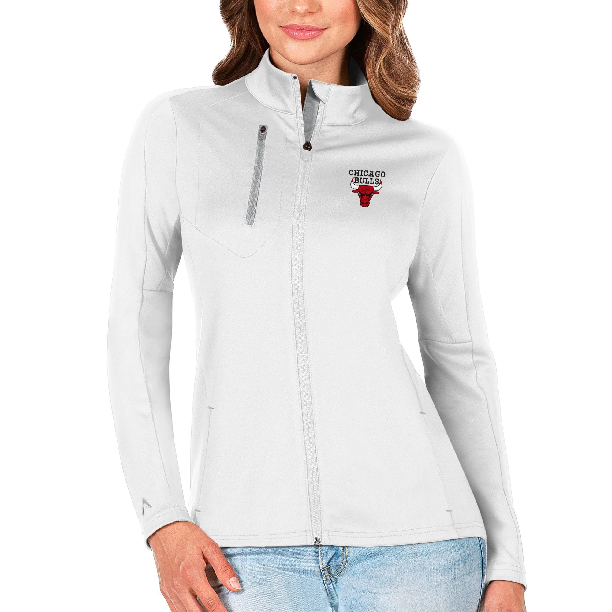 Women's Antigua White Chicago Bulls Generation Full-Zip Jacket